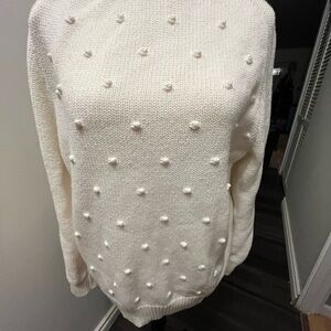 Old Navy Cream Sweater with Pom-Pom Details
